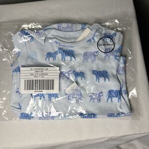 Janie and Jack Baby Short Sleeve Bodysuit, Light Blue W Tiger Pattern, Size 3-6M